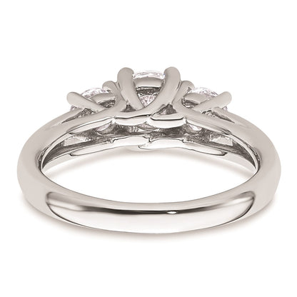 14K White Gold 3-Stone (Holds 3.4 carat (5.8mm) Round Center and (2 -4.6 mm) Round Sides) Engagement Ring Mounting