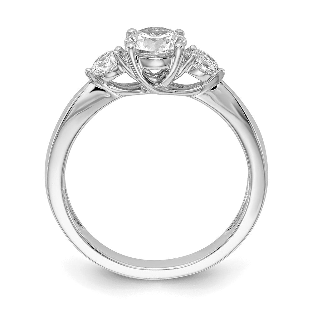 14K White Gold 3-Stone (Holds 5.8mm Round Center and (2-3.1mm) Round Sides) Engagement Ring Mounting