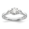 14K White Gold 3-Stone (Holds 5.8mm Round Center and (2-3.1mm) Round Sides) Engagement Ring Mounting