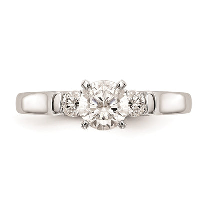14K White Gold 3-Stone (Holds 3/4 carat (5.9mm) Round Center and (2-3.1mm) Round Sides) Engagement Ring Mounting