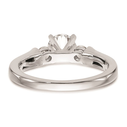 14K White Gold 3-Stone (Holds 3/4 carat (5.9mm) Round Center and (2-3.1mm) Round Sides) Engagement Ring Mounting
