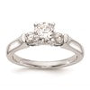 14K White Gold 3-Stone (Holds 3/4 carat (5.9mm) Round Center and (2-3.1mm) Round Sides) Engagement Ring Mounting