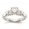14K White Gold 3-Stone (Holds 1 carat (6.5mm) Round Center and (2-4.1mm) Round Sides) Engagement Ring Mounting