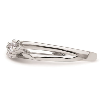 14K White Gold 3-Stone (Holds 1/10 carat (3.00mm) Round Center and (2-3.00mm) Round Sides) Engagement Ring Mounting