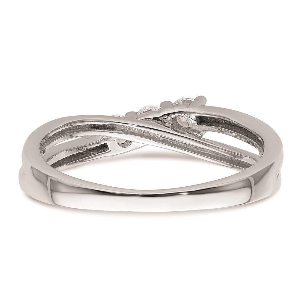 14K White Gold 3-Stone (Holds 1/10 carat (3.00mm) Round Center and (2-3.00mm) Round Sides) Engagement Ring Mounting