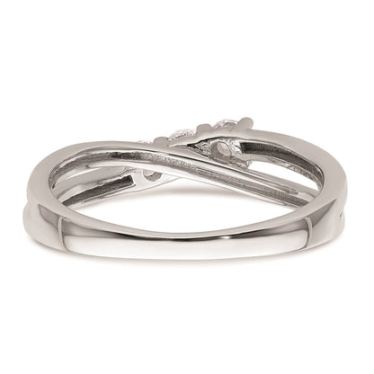 14K White Gold 3-Stone (Holds 1/10 carat (3.00mm) Round Center and (2-3.00mm) Round Sides) Engagement Ring Mounting