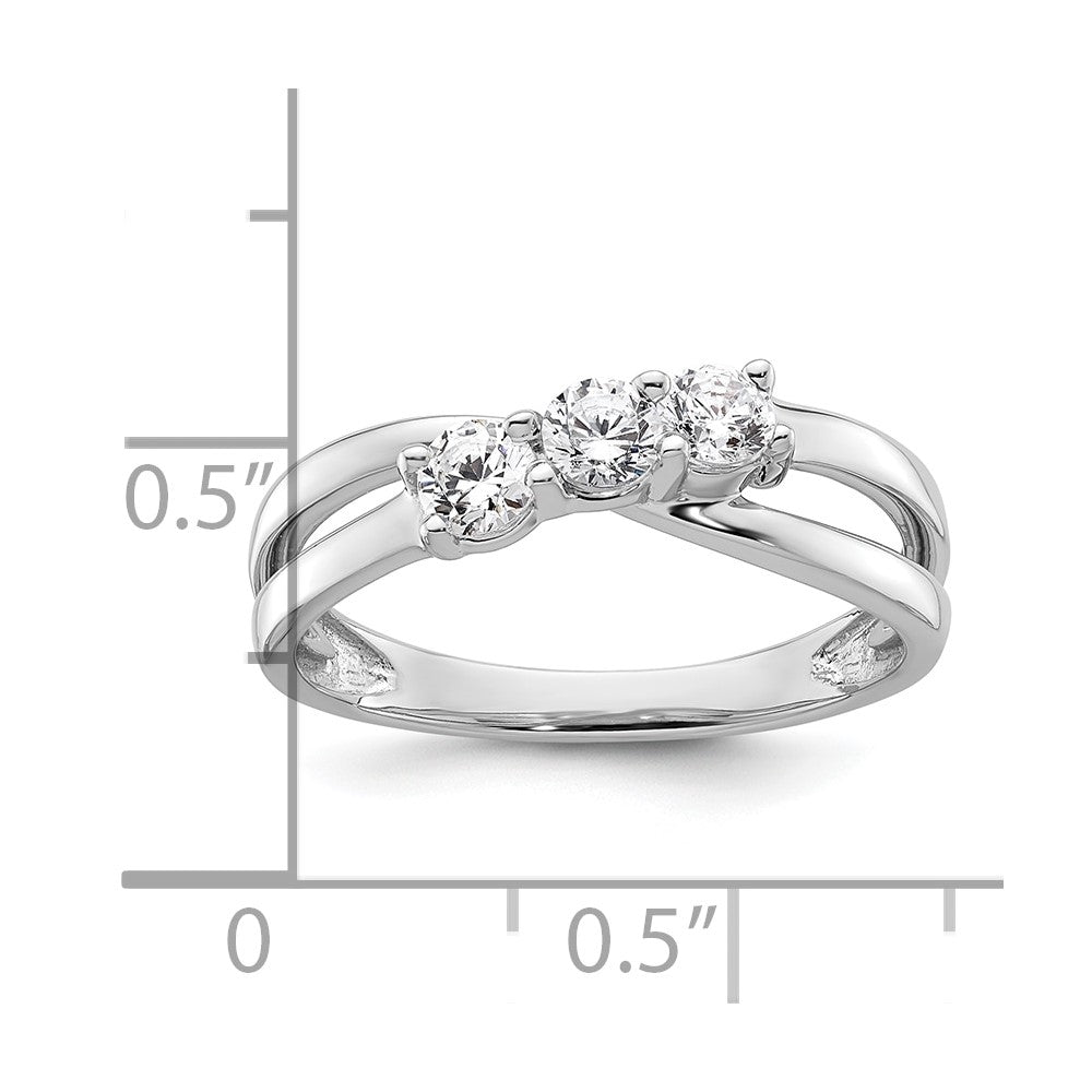 14k White Gold 1/2 carat Lab Grown Diamond VS/SI+ G+ Complete Three Stone Engagement Ring