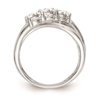 14K White Gold 3-Stone (Holds 1/3 carat (4.5mm) Round Center and (2-4.3mm) Round Sides) Engagement Ring Mounting