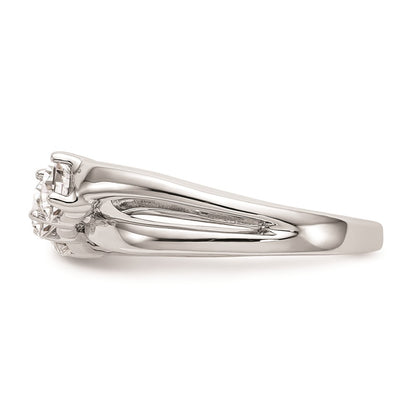 14K White Gold 3-Stone (Holds 1/6 carat (3.4mm) Round Center and (2-3.4mm) Round Sides) Engagement Ring Mounting