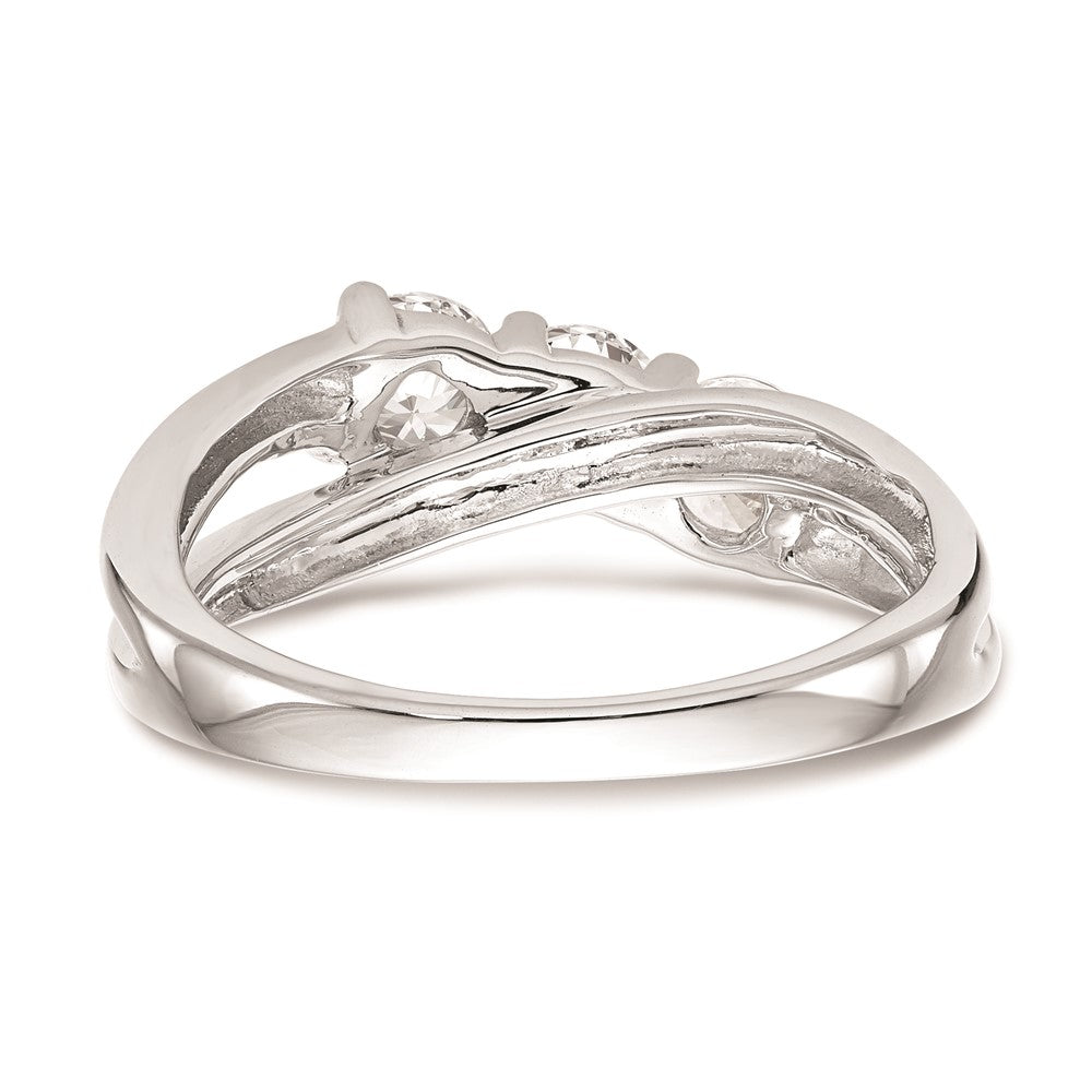 14K White Gold 3-Stone (Holds 1/3 carat (4.5mm) Round Center and (2-4.3mm) Round Sides) Engagement Ring Mounting