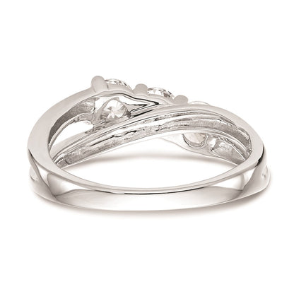 14K White Gold 3-Stone (Holds 1/3 carat (4.5mm) Round Center and (2-4.3mm) Round Sides) Engagement Ring Mounting