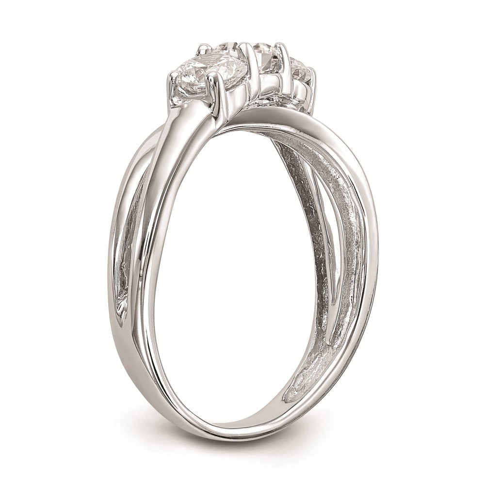 14K White Gold 3-Stone (Holds 1/6 carat (3.4mm) Round Center and (2-3.4mm) Round Sides) Engagement Ring Mounting