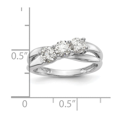 14K White Gold 3-Stone (Holds 1/6 carat (3.4mm) Round Center and (2-3.4mm) Round Sides) Engagement Ring Mounting