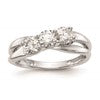 14K White Gold 3-Stone (Holds 1/6 carat (3.4mm) Round Center and (2-3.4mm) Round Sides) Engagement Ring Mounting