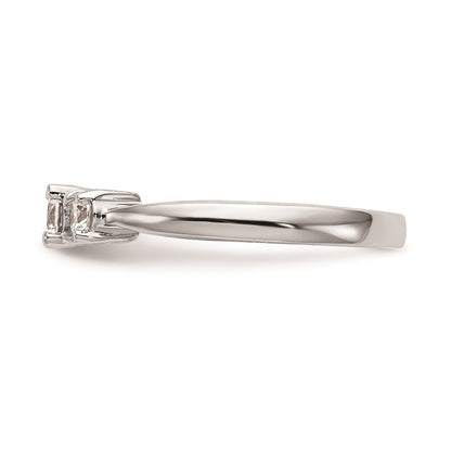 14K White Gold 3-Stone (Holds 1/3 carat (4.4mm) Round Center and (2-3.3mm) Round Sides) Engagement Ring Mounting