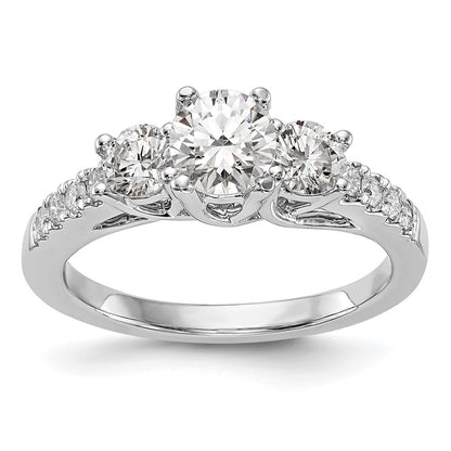 14k White Gold 1 1/5 carat Lab Grown Diamond VS/SI+ G+ Complete Size 7 Three Stone Engagement Ring