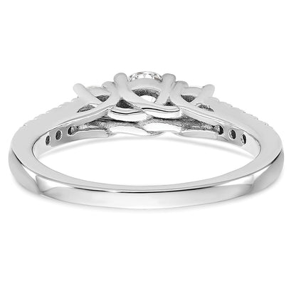 14K White Gold 3-Stone Plus (Holds 1/3 carat (4.5mm) Round Center) Diamond Semi-Mount Engagement Ring
