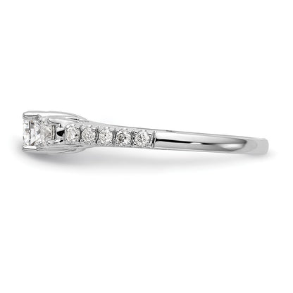 14K White Gold 3-Stone Plus (Holds 1/2 carat (5.2mm) Round Center) Diamond Semi-Mount Engagement Ring