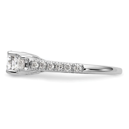 14K White Gold 3-Stone Plus (Holds 3/4 carat (5.8mm) Round Center) Diamond Semi-Mount Engagement Ring