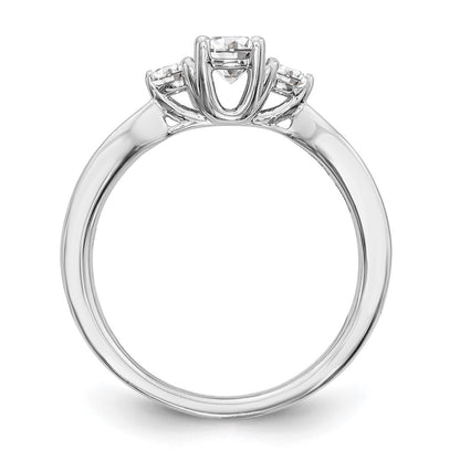 14k White Gold 5/8 carat Lab Grown Diamond VS/SI+ G+ Three Stone Complete Engagement Ring
