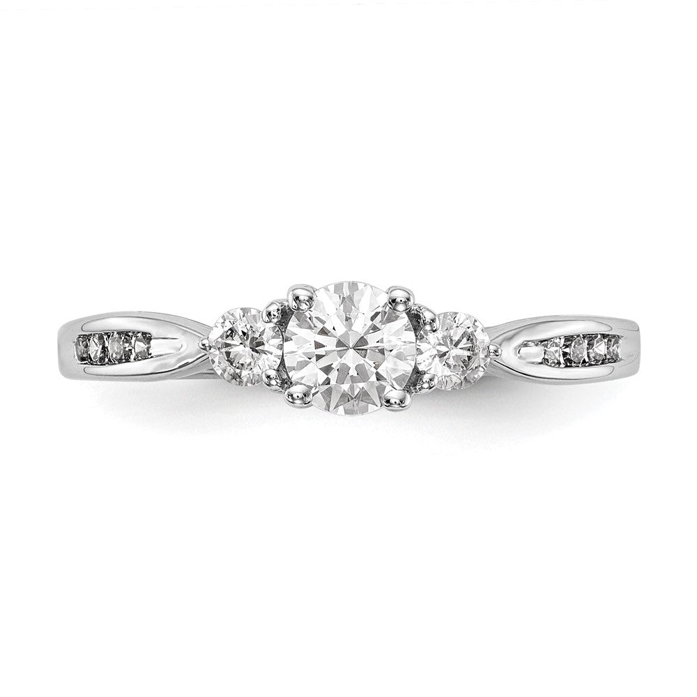 14k White Gold 5/8 carat Lab Grown Diamond VS/SI+ G+ Three Stone Complete Engagement Ring