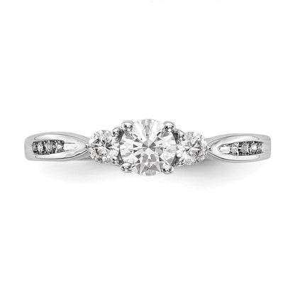 14k White Gold 5/8 carat Lab Grown Diamond VS/SI+ G+ Three Stone Complete Engagement Ring
