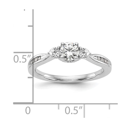 14k White Gold 5/8 carat Lab Grown Diamond VS/SI+ G+ Three Stone Complete Engagement Ring