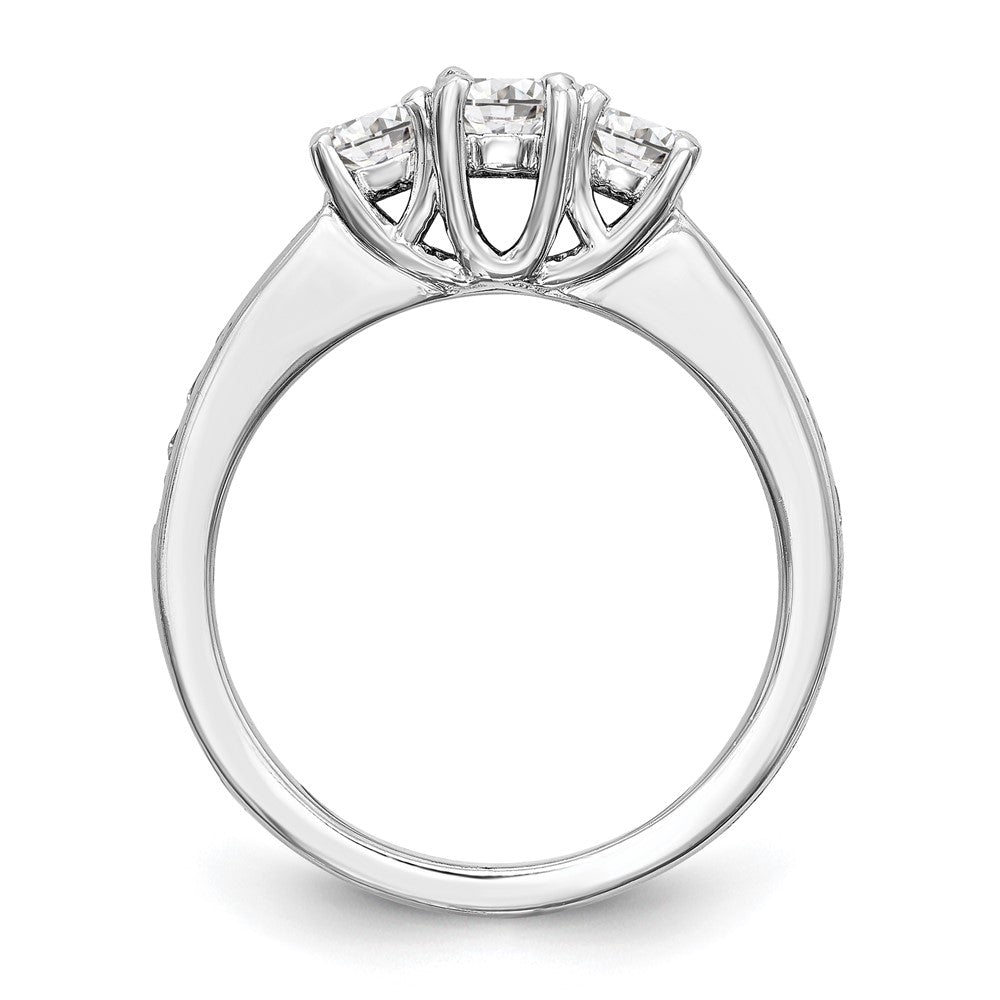 14k White Gold 1 carat Lab Grown Diamond VS/SI+ G+ Complete Three Stone Engagement Ring
