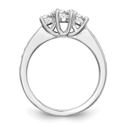14k White Gold 1 carat Lab Grown Diamond VS/SI+ G+ Complete Three Stone Engagement Ring
