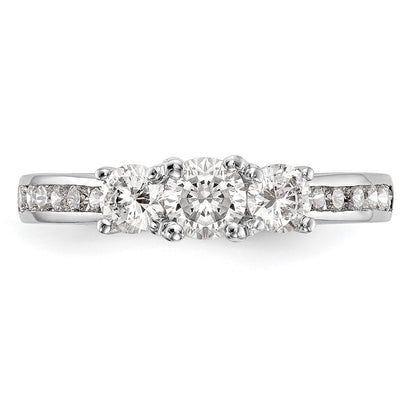 14k White Gold 5/8 carat Lab Grown Diamond VS/SI+ G+ Complete Three Stone Engagement Ring