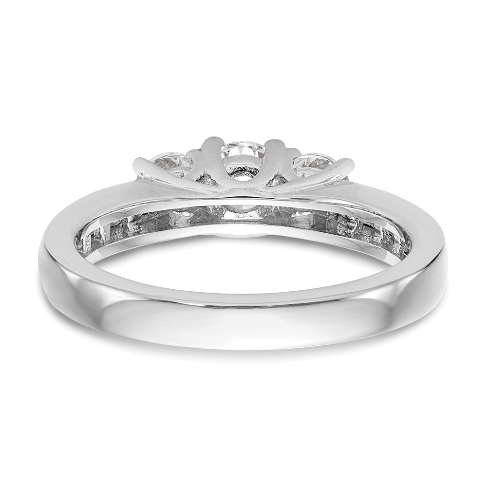 14k White Gold 1 carat Lab Grown Diamond VS/SI+ G+ Complete Three Stone Engagement Ring