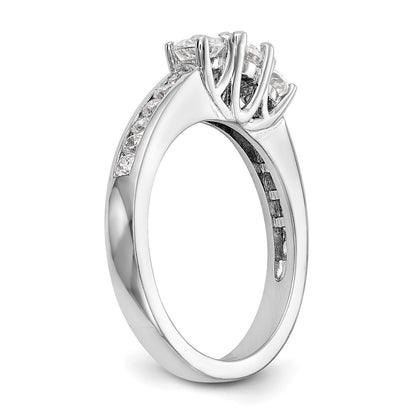 14k White Gold 5/8 carat Lab Grown Diamond VS/SI+ G+ Complete Three Stone Engagement Ring