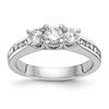 14k White Gold 1 carat Lab Grown Diamond VS/SI+ G+ Complete Three Stone Engagement Ring