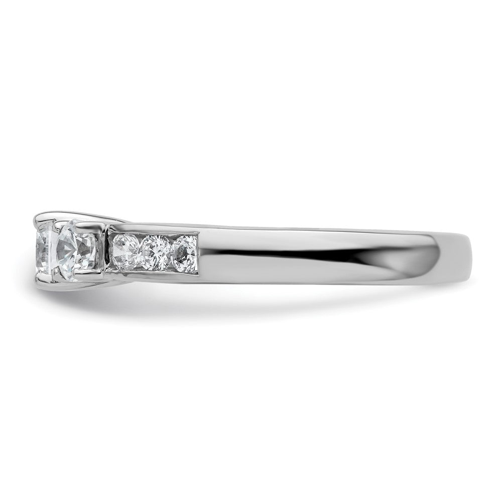 14K White Gold 3-Stone Plus (Holds 1/3 (4.5mm) Round Center and (2-3.6mm) Round Sides) Diamond Semi-Mount Engagement Ring