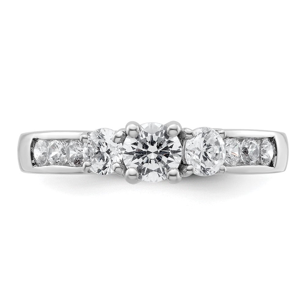 14K White Gold 3-Stone Plus (Holds 1/3 (4.5mm) Round Center and (2-3.6mm) Round Sides) Diamond Semi-Mount Engagement Ring