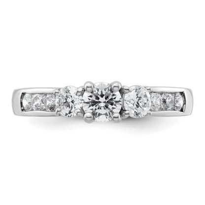 14K White Gold 3-Stone Plus (Holds 1/3 (4.5mm) Round Center and (2-3.6mm) Round Sides) Diamond Semi-Mount Engagement Ring
