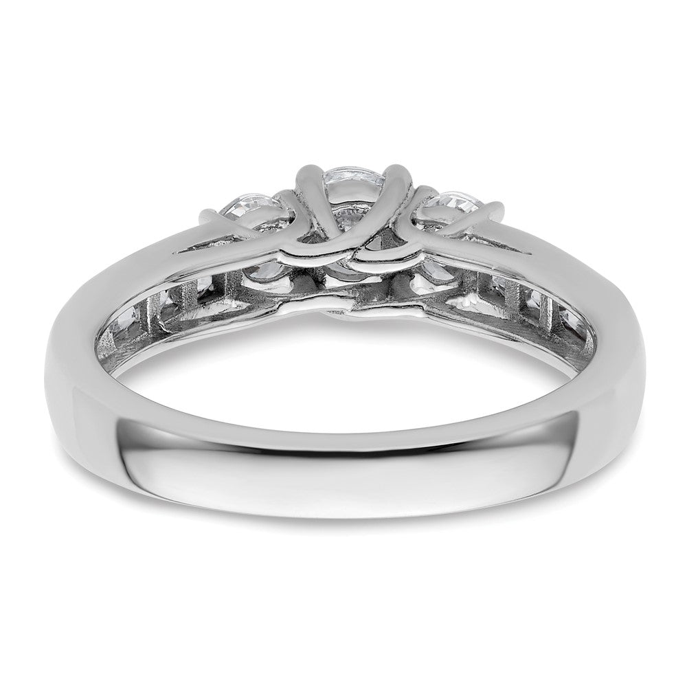 14K White Gold 3-Stone Plus (Holds 1/3 (4.5mm) Round Center and (2-3.6mm) Round Sides) Diamond Semi-Mount Engagement Ring