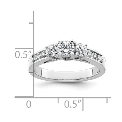 14K White Gold 3-Stone Plus (Holds 1/3 (4.5mm) Round Center and (2-3.6mm) Round Sides) Diamond Semi-Mount Engagement Ring