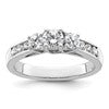 14K White Gold 3-Stone Plus (Holds 1/3 (4.5mm) Round Center and (2-3.6mm) Round Sides) Diamond Semi-Mount Engagement Ring