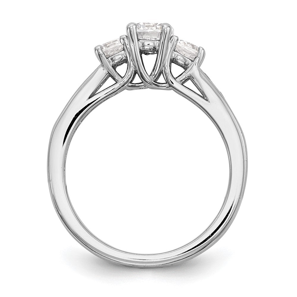 14k White Gold 1 carat Lab Grown Diamond VS/SI+ G+ Round Complete Three Stone Engagement Ring
