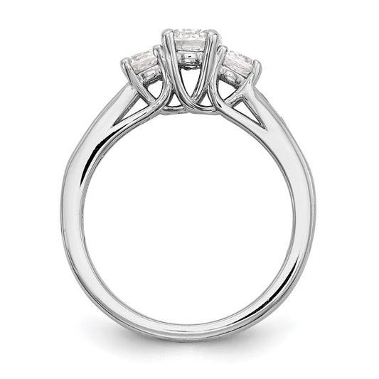 14k White Gold 1 carat Lab Grown Diamond VS/SI+ G+ Round Complete Three Stone Engagement Ring