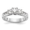 14k White Gold 1 1/2 carat Lab Grown Diamond VS/SI+ G+ Round Complete Three Stone Engagement Ring