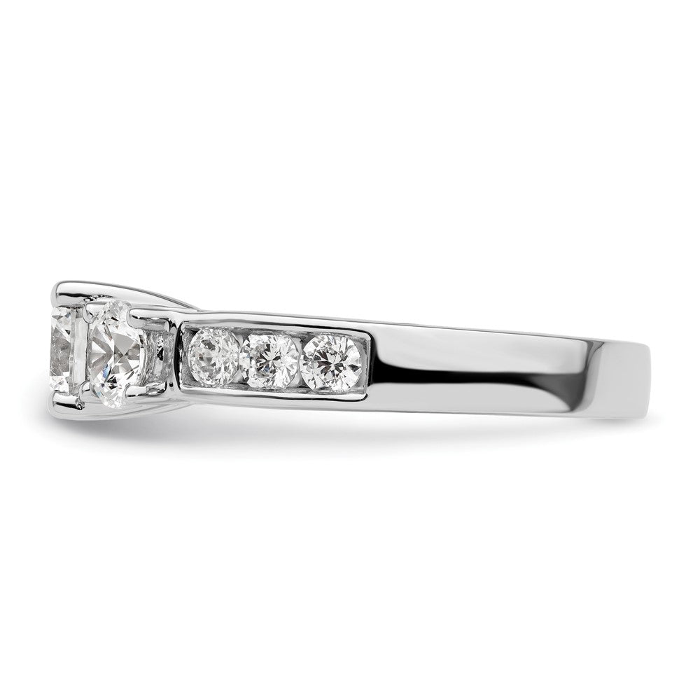 14K White Gold 3-Stone Plus (Holds 3/4 (5.8mm) Round Center and (2-4.8mm) Round Sides) Diamond Semi-Mount Engagement Ring