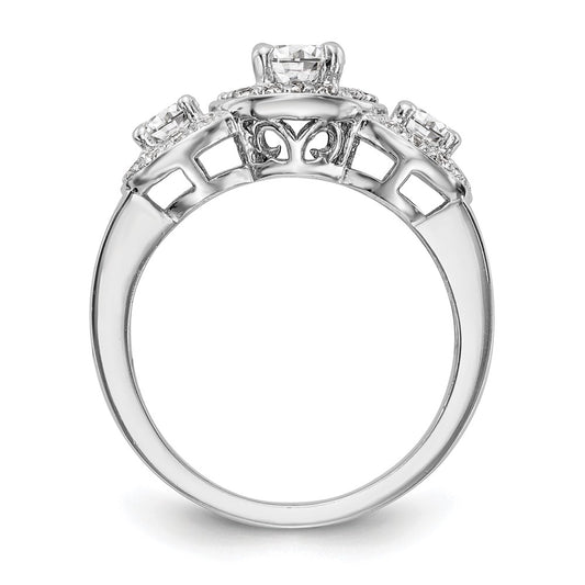 14k White Gold 1 1/3 carat Lab Grown Diamond VS/SI+ G+ Complete Three Stone Engagement Ring