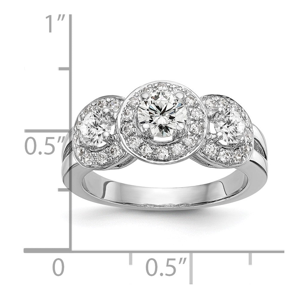 14k White Gold 1 1/3 carat Lab Grown Diamond VS/SI+ G+ Complete Three Stone Engagement Ring