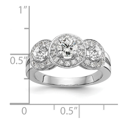 14k White Gold 1 1/3 carat Lab Grown Diamond VS/SI+ G+ Complete Three Stone Engagement Ring