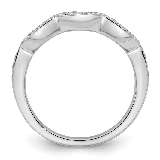 14K White Gold 1/5 carat Diamond Contoured Complete Wedding Band