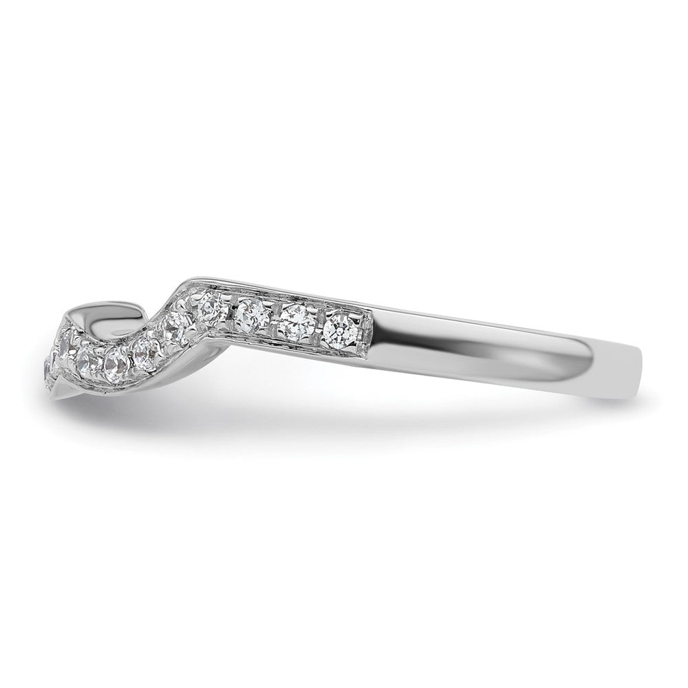 14K White Gold 1/5 carat Diamond Contoured Complete Wedding Band