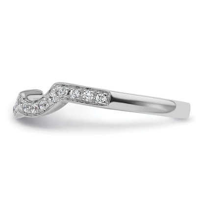14K White Gold 1/5 carat Diamond Contoured Complete Wedding Band