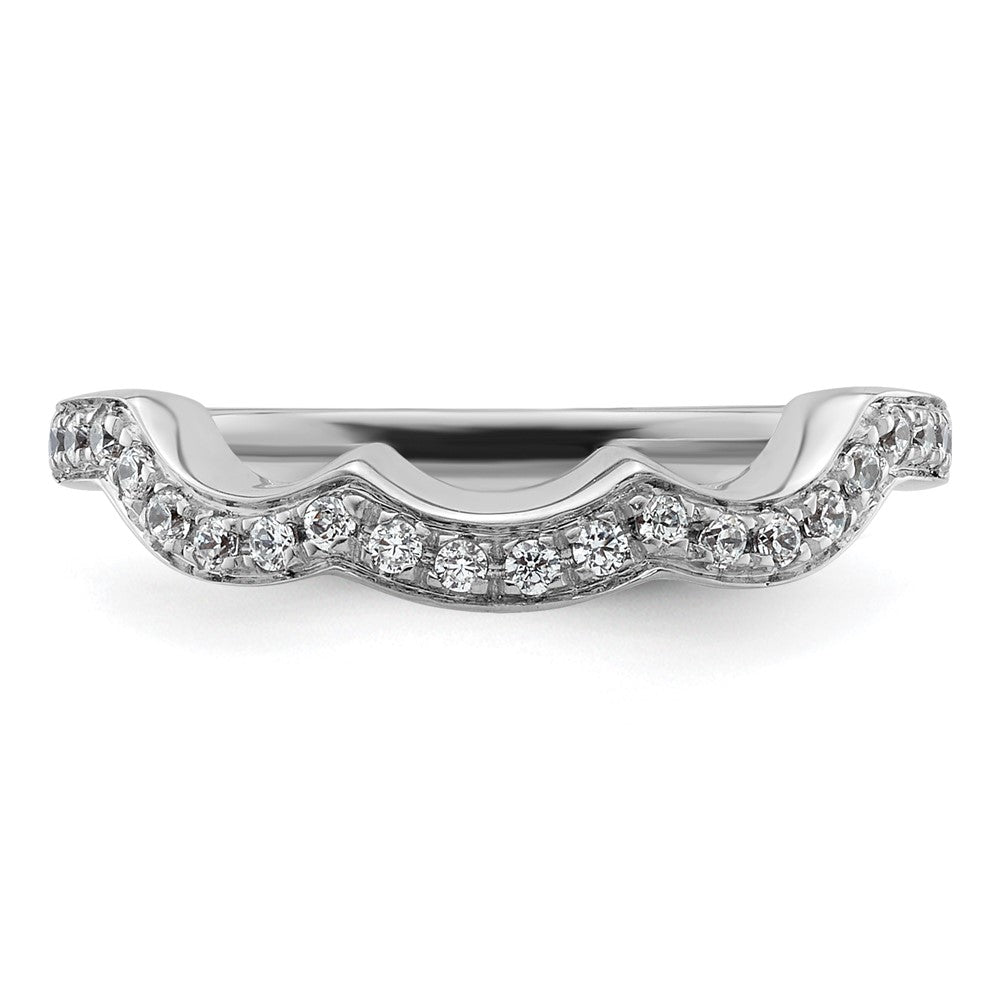 14K White Gold 1/5 carat Diamond Contoured Complete Wedding Band